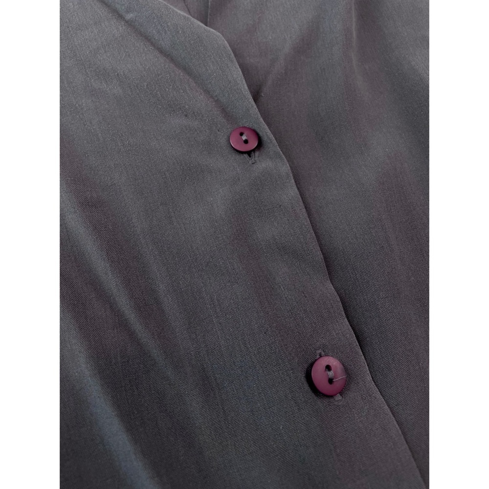 (VTG) EIGHT DEGREES SOUTH • Grey 100% Silk Button-Down Long Sleeve Shirt, M - Picture 7 of 11